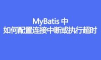 MyBatis 中如何配置连接中断或执行超时