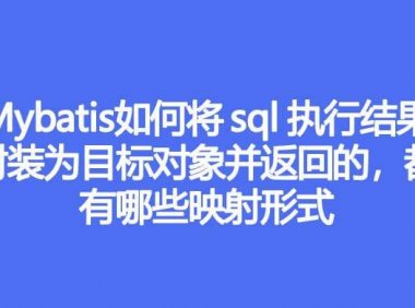 Mybatis 是如何将 sql 执行结果封装为目标对象并返回的,都有哪些映射形式